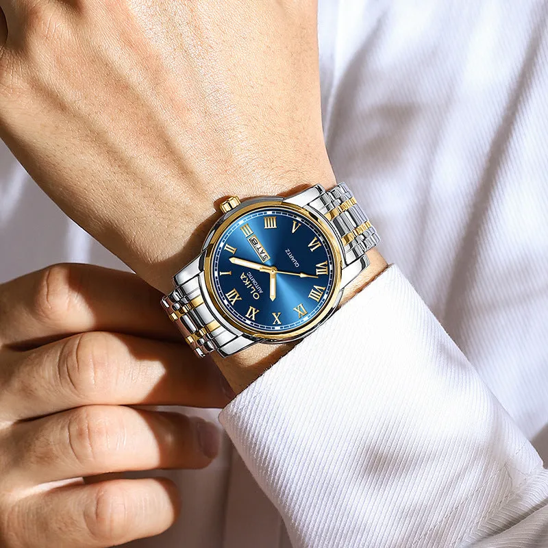 INSTOCK-classic business men's watch stainless steel strap dual