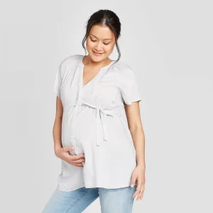Isabel Maternity by Ingrid & Isabel Striped Short Sleeve Button-Down Shirt