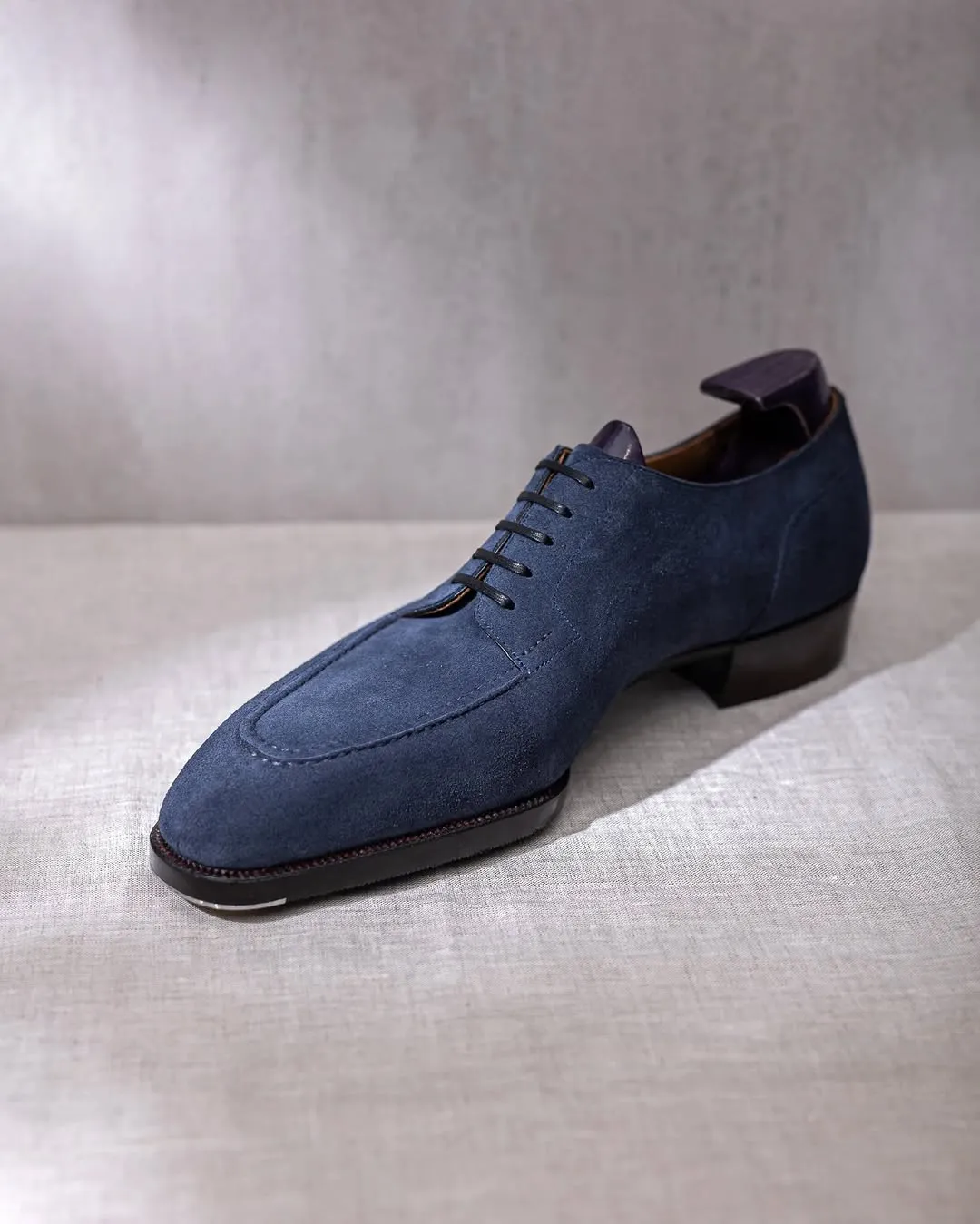 Italian Blue Suede Laura Brogue Derby Oxfords - Formal Shoes
