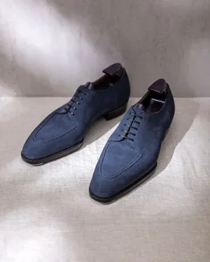 Italian Blue Suede Laura Brogue Derby Oxfords - Formal Shoes
