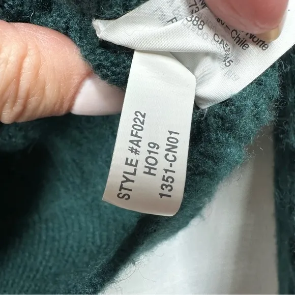 J. Crew Womens Cable Knit Sweater Size XS Green Alpaca Wool Turtleneck Ruffle