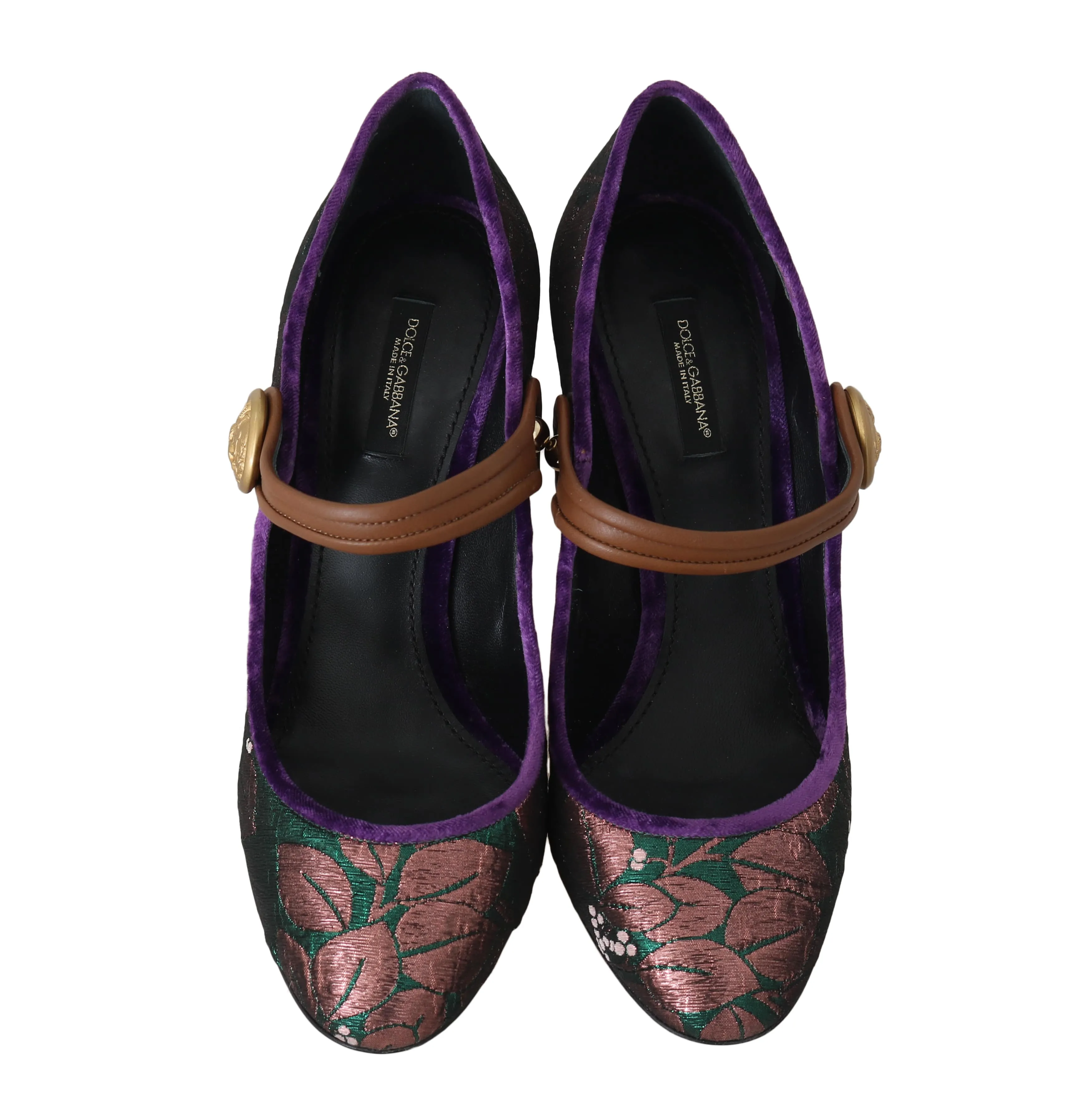 Jacquard Velvet Leather Crystal Pumps