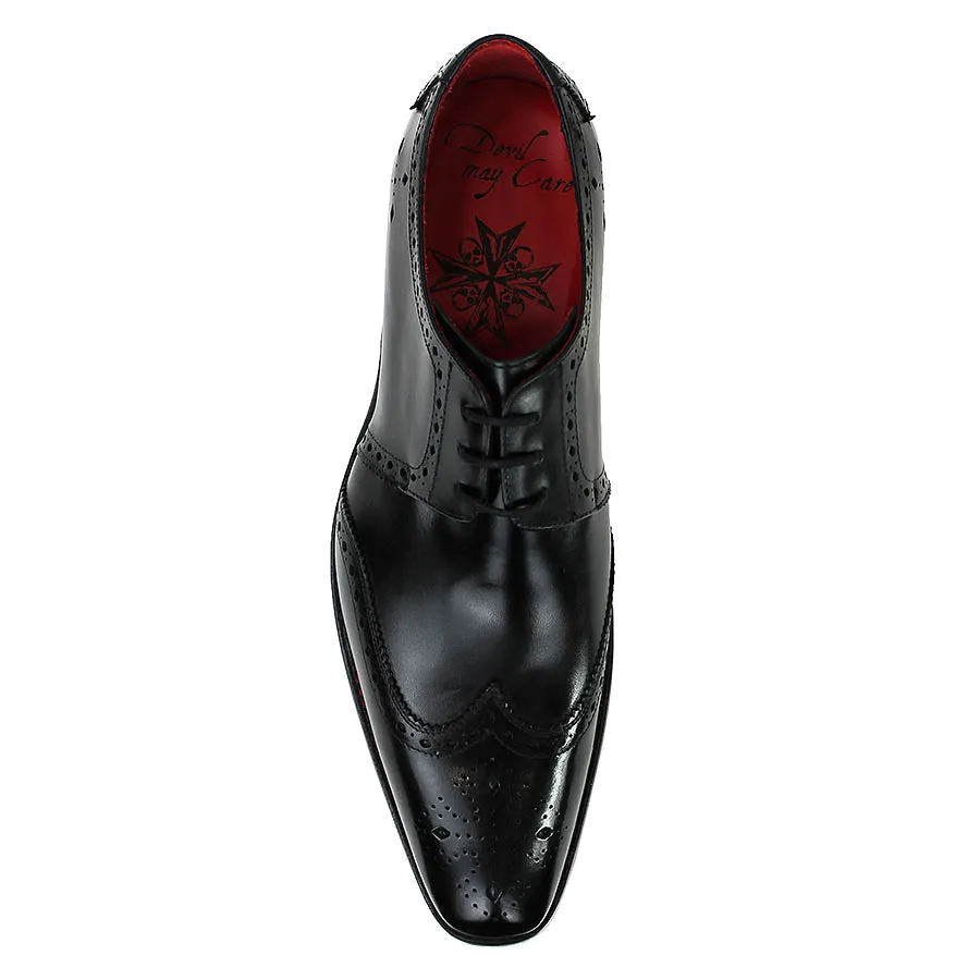 Jeffery West - Bay Dexter Semi Brogue Derby Shoes in Black