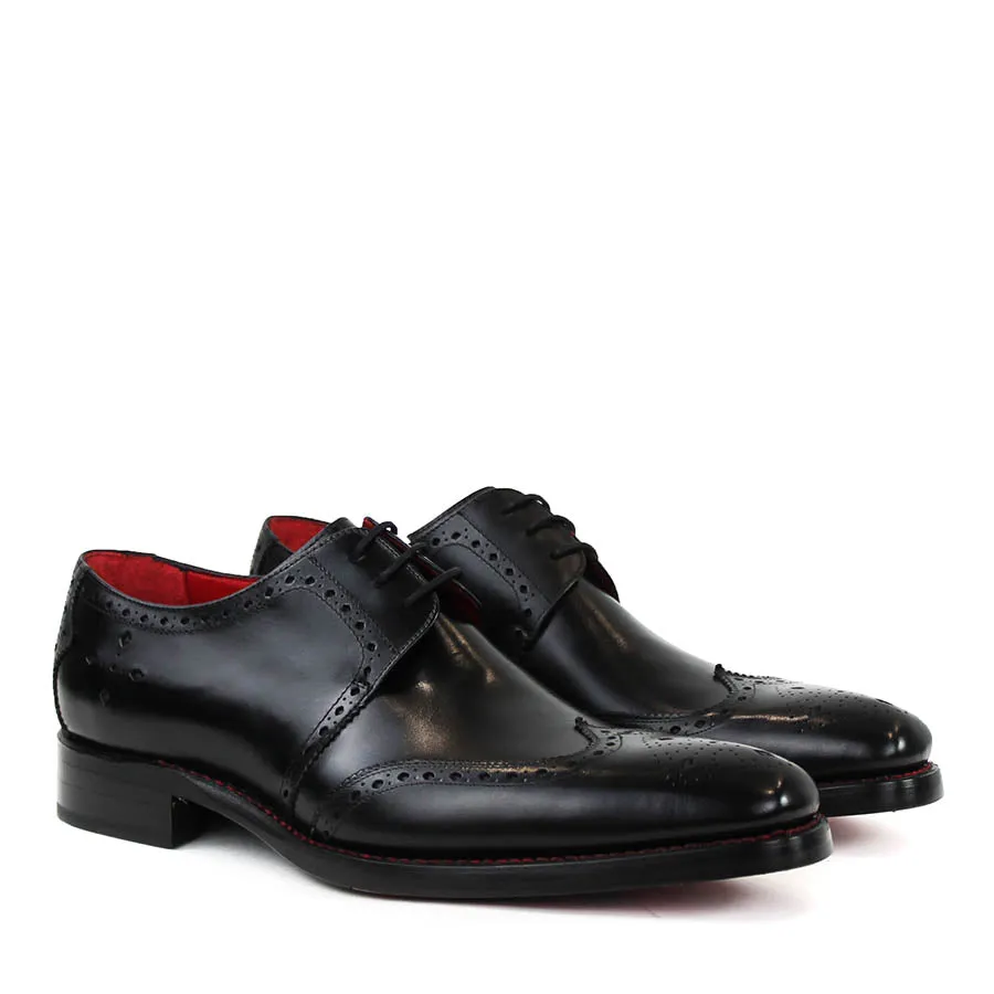 Jeffery West - Bay Dexter Semi Brogue Derby Shoes in Black