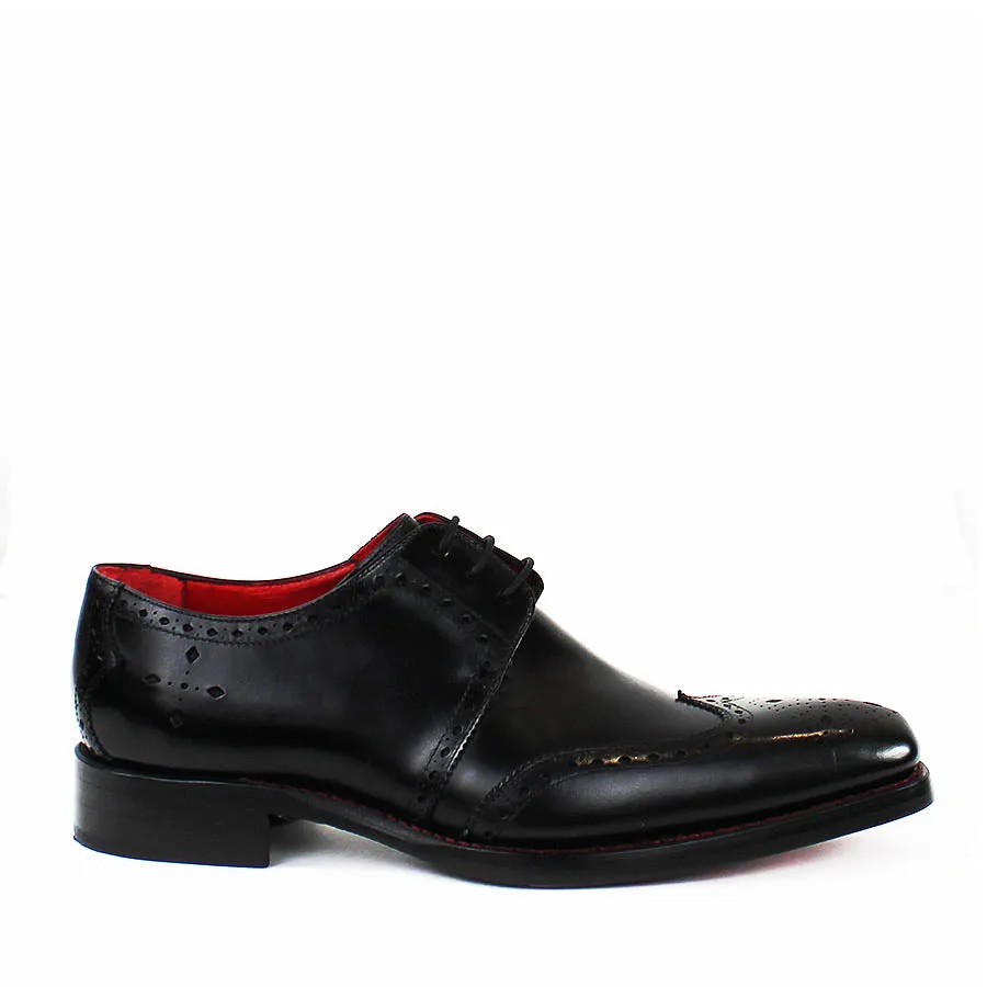 Jeffery West - Bay Dexter Semi Brogue Derby Shoes in Black