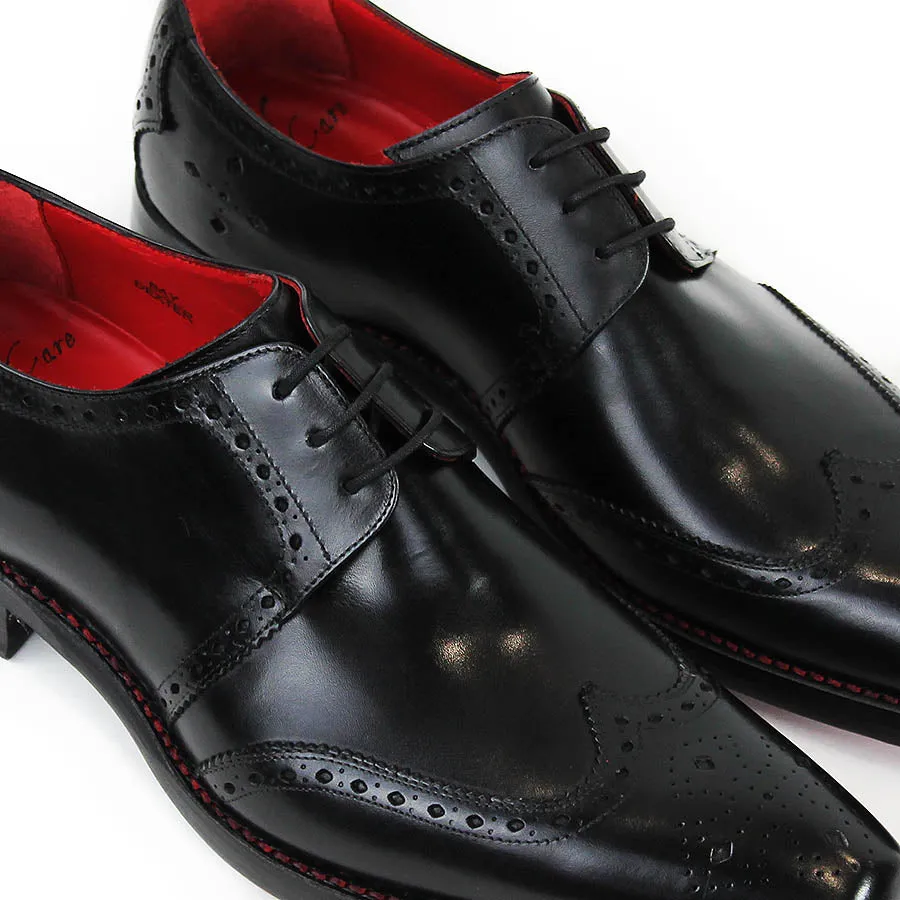 Jeffery West - Bay Dexter Semi Brogue Derby Shoes in Black