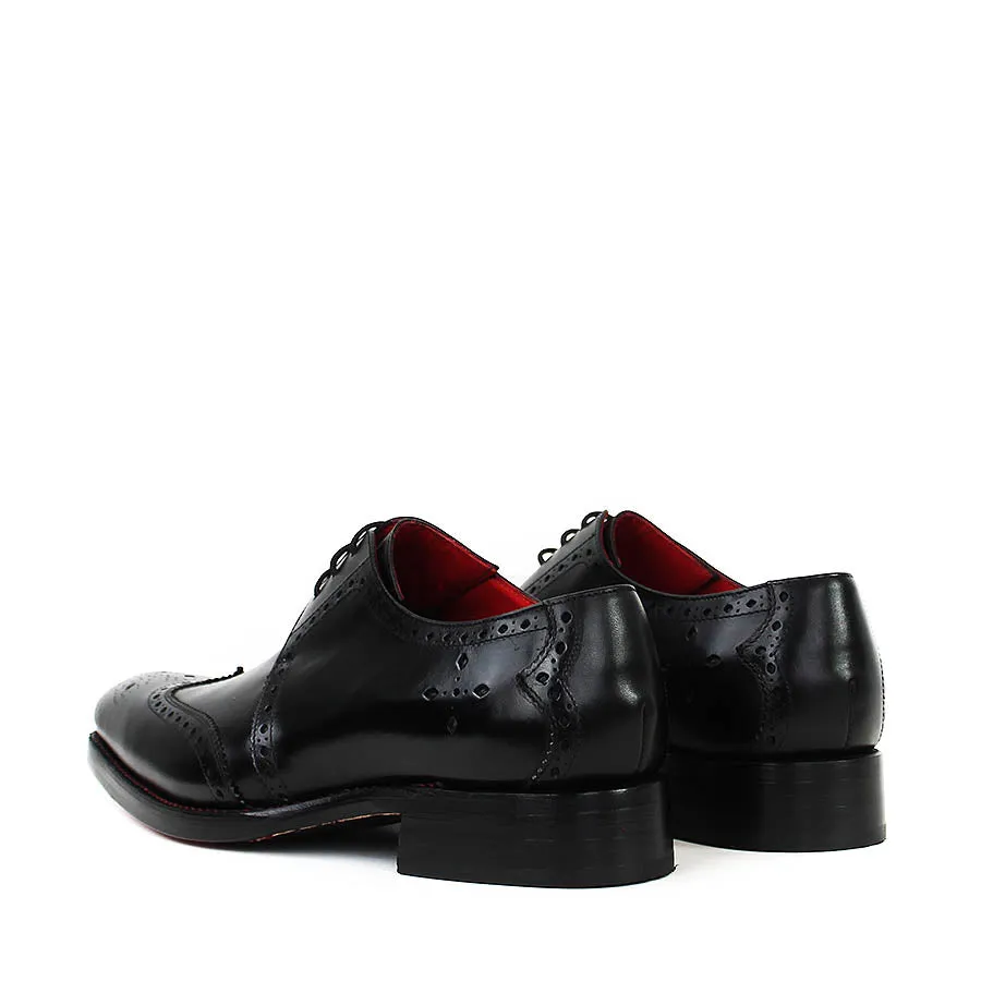 Jeffery West - Bay Dexter Semi Brogue Derby Shoes in Black