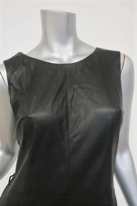 Joie Leather Dress Black Size Small Sleeveless Fit & Flare Mini