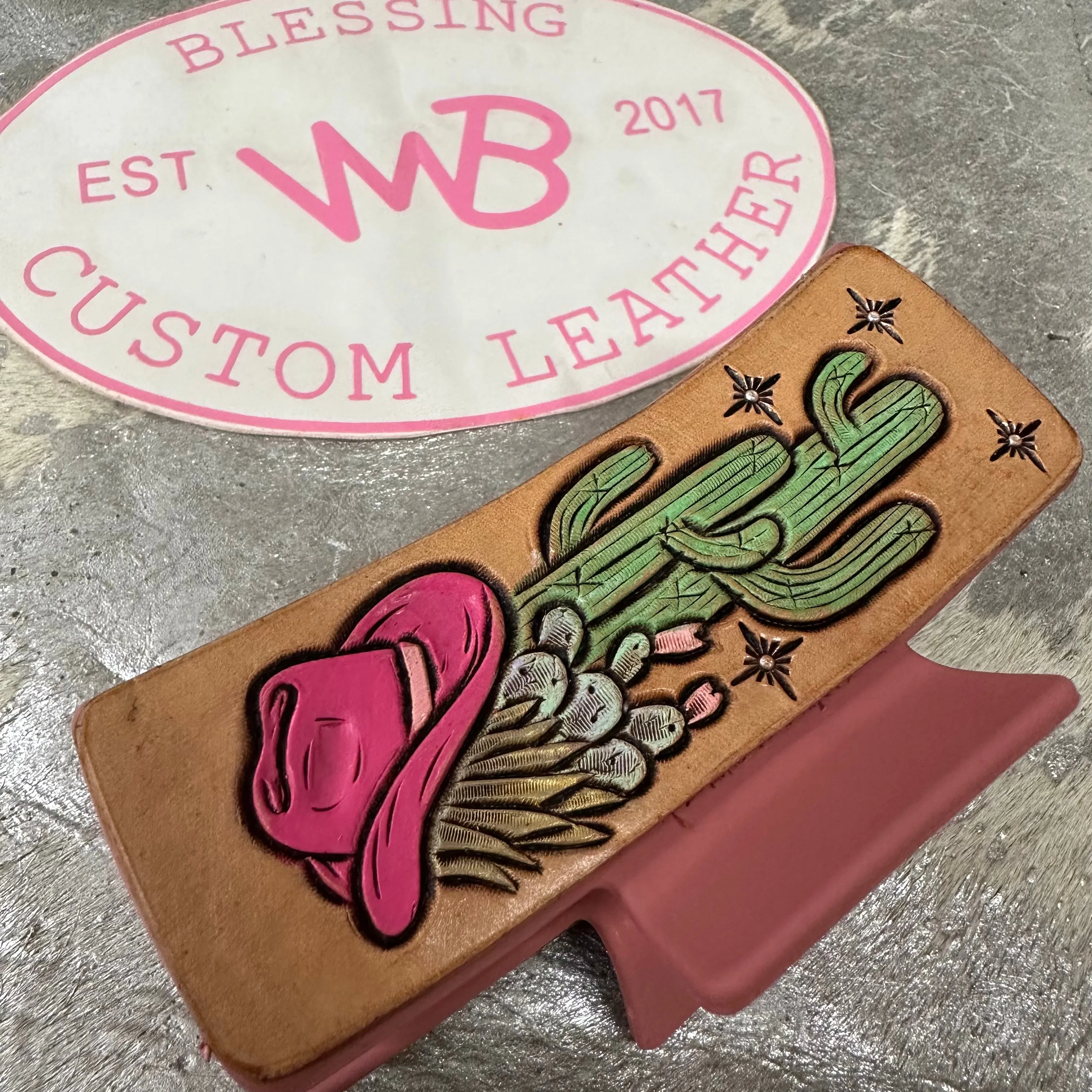 JUMBO Tooled Leather Hair Clip #2