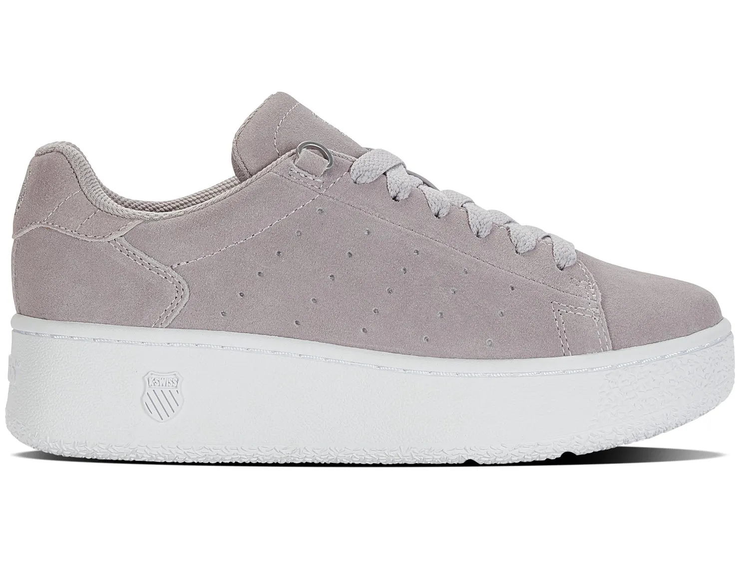 K-Swiss Women's Classic PF Platform Sde Court Shoes in Raindrops/Silver/White