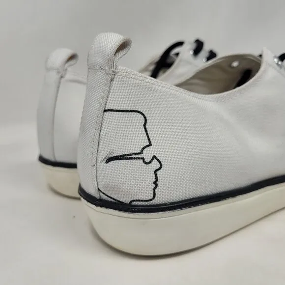 Karl Lagerfeld Paris Shoes Men EU46 US13 White Cap Toe Lace Up Sneakers LF1S1040