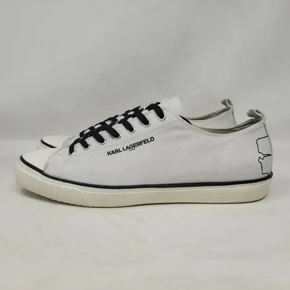 Karl Lagerfeld Paris Shoes Men EU46 US13 White Cap Toe Lace Up Sneakers LF1S1040
