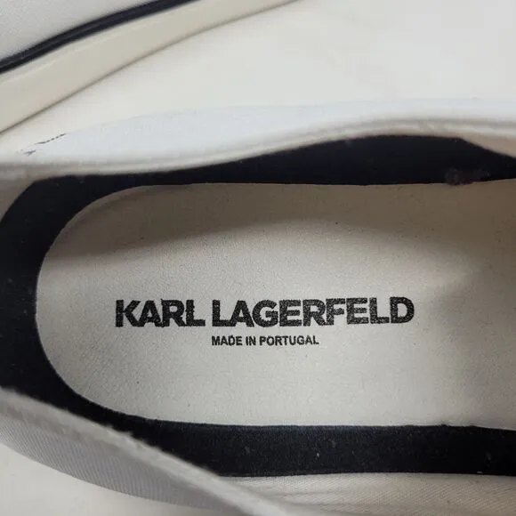Karl Lagerfeld Paris Shoes Men EU46 US13 White Cap Toe Lace Up Sneakers LF1S1040