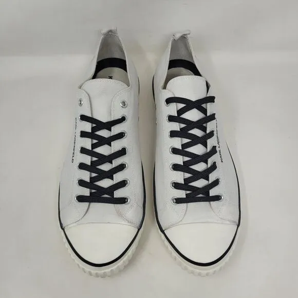 Karl Lagerfeld Paris Shoes Men EU46 US13 White Cap Toe Lace Up Sneakers LF1S1040