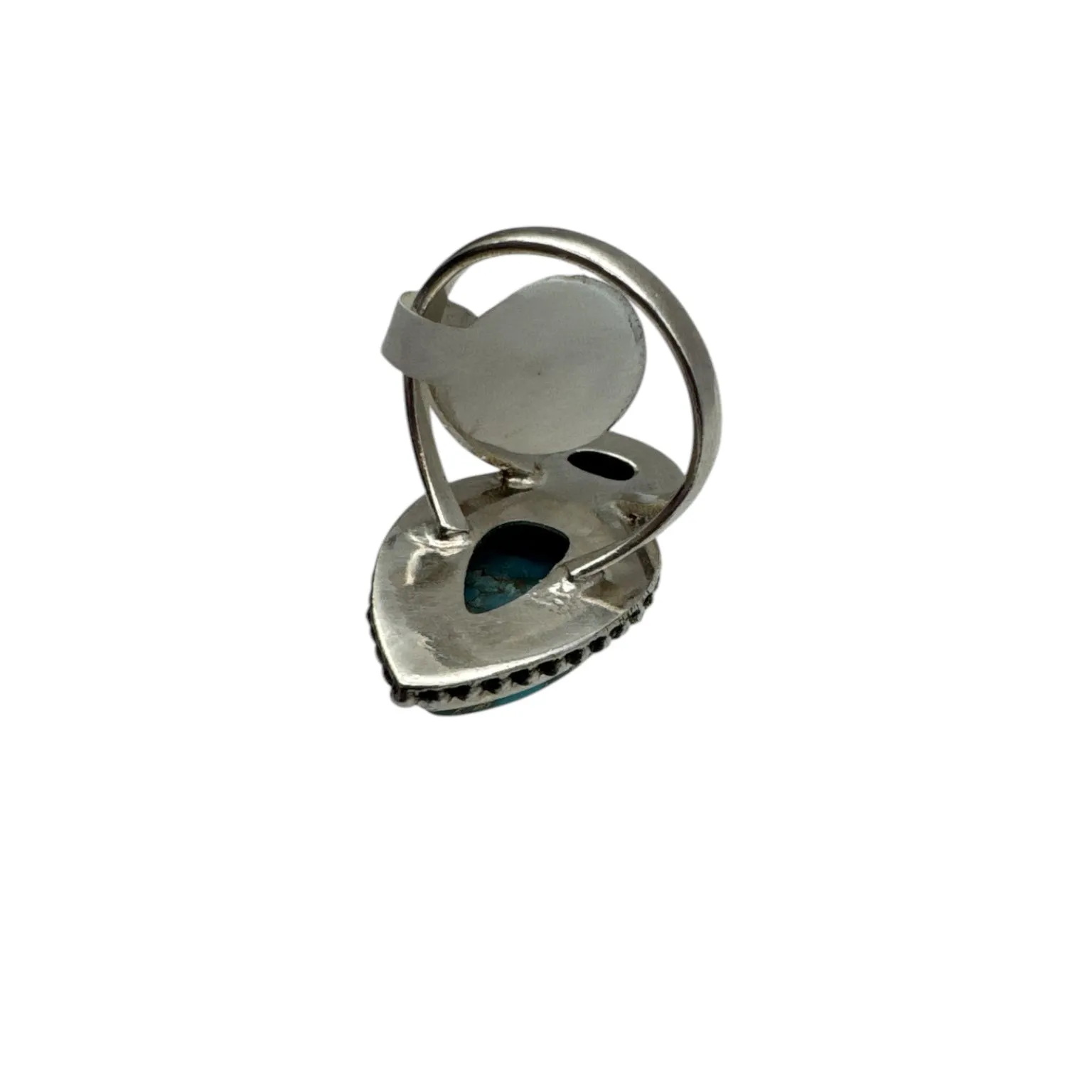 Kingman Blue Copper Turquoise Solid 925 Sterling Silver Ring 7