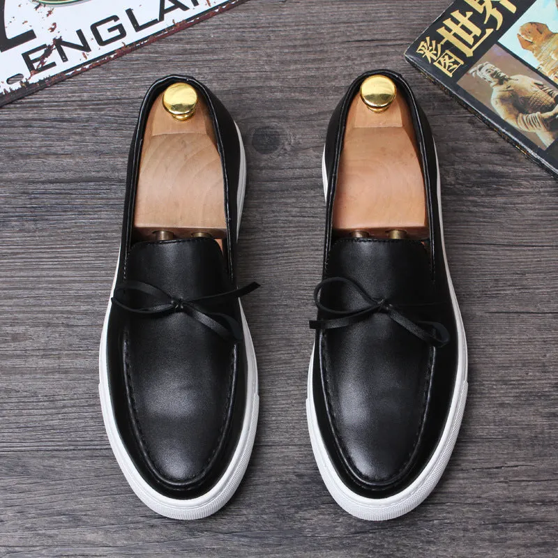 Korean Version Of Low-top Leather Loafers Casual Lazy Shoes With One Pedal