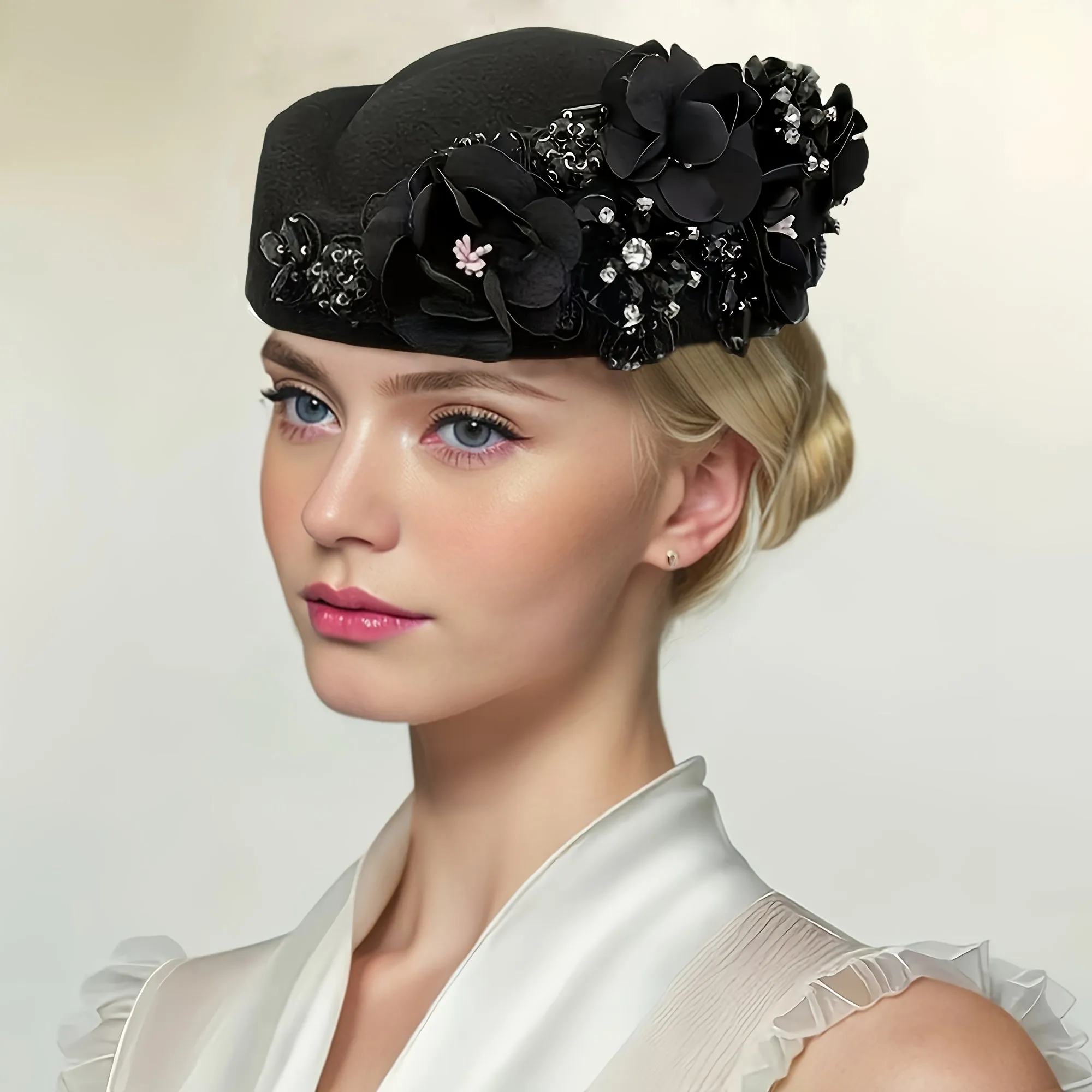 Ladies' Vintage English Beret Headband – Elegant Floral Headpiece for Weddings & Special Events