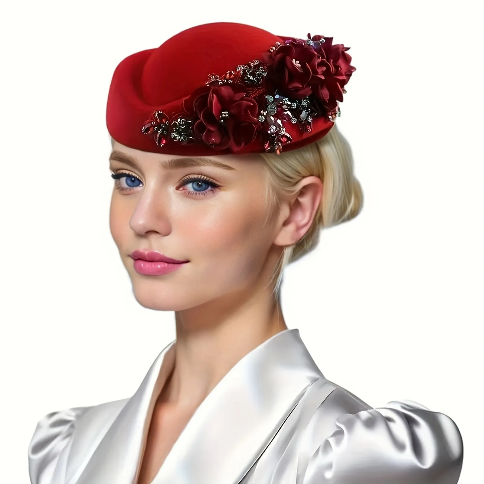 Ladies' Vintage English Beret Headband – Elegant Floral Headpiece for Weddings & Special Events