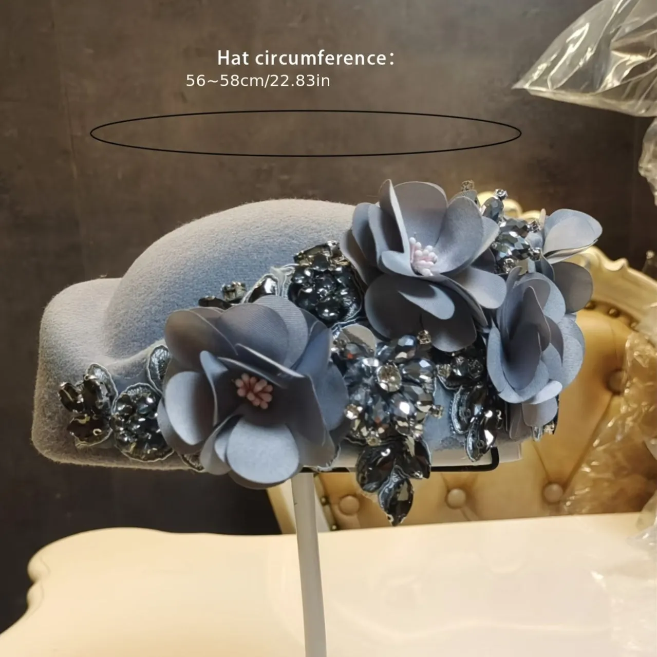 Ladies' Vintage English Beret Headband – Elegant Floral Headpiece for Weddings & Special Events