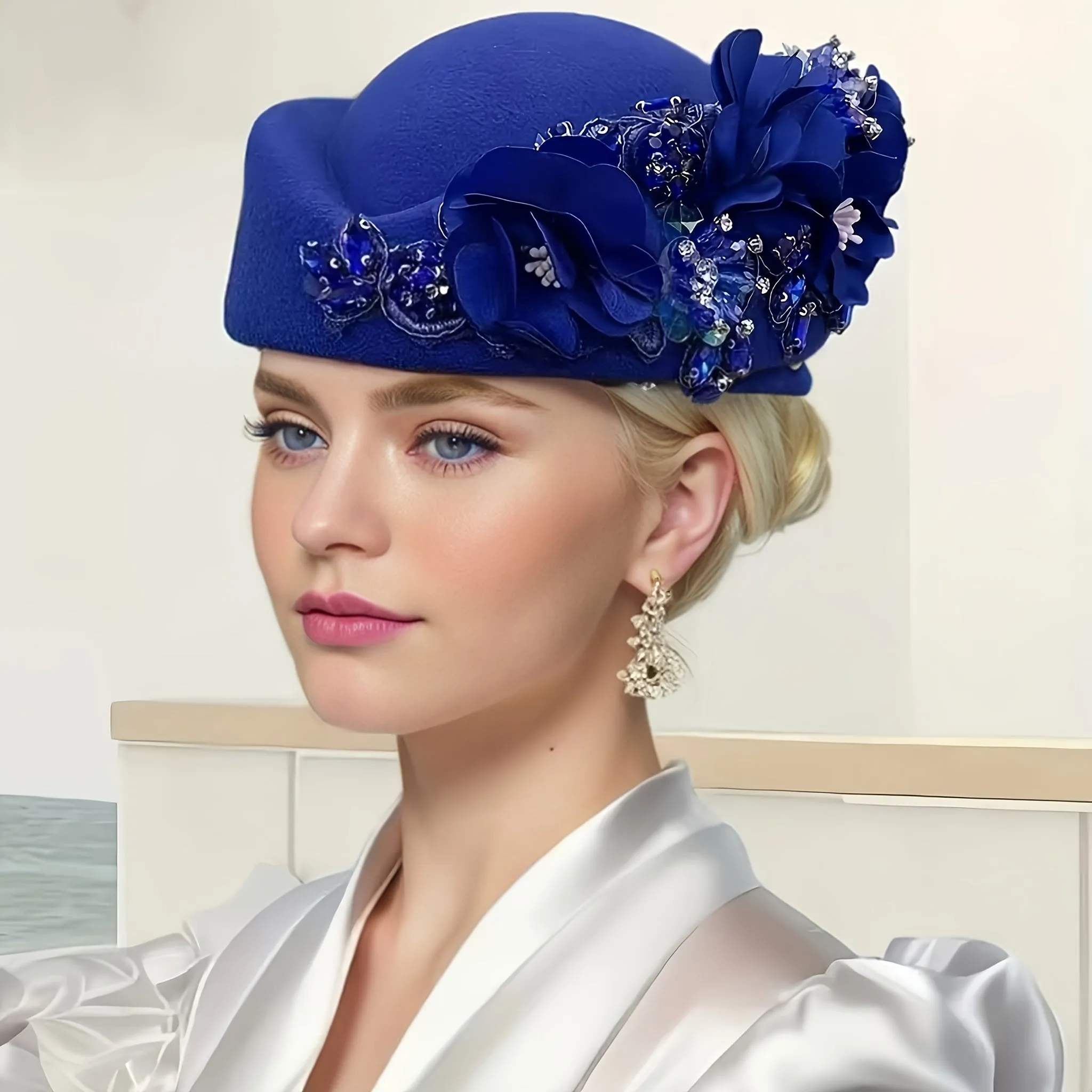 Ladies' Vintage English Beret Headband – Elegant Floral Headpiece for Weddings & Special Events