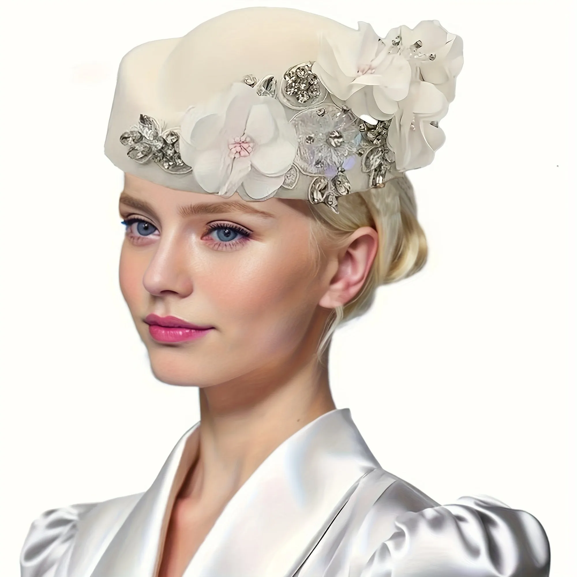 Ladies' Vintage English Beret Headband – Elegant Floral Headpiece for Weddings & Special Events