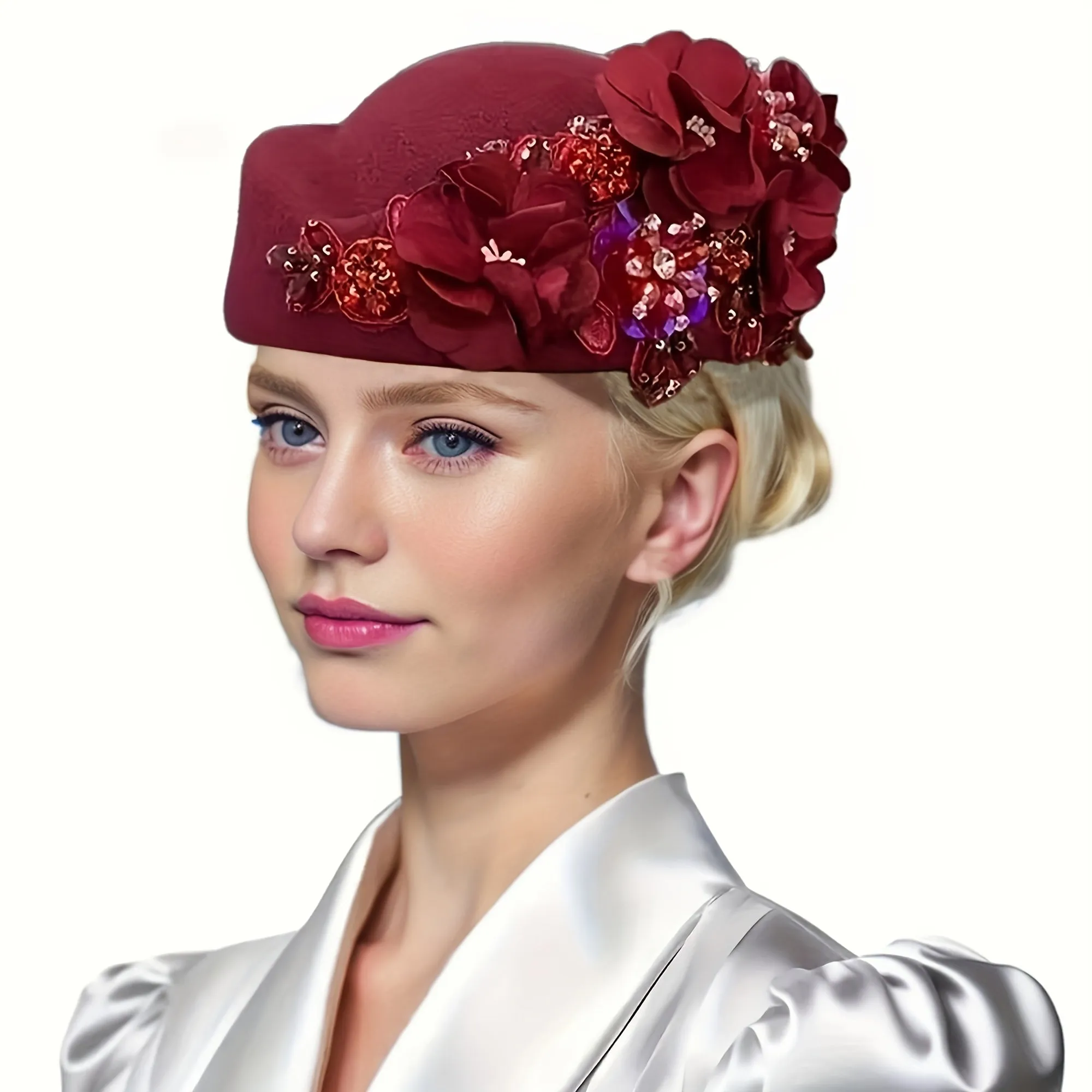 Ladies' Vintage English Beret Headband – Elegant Floral Headpiece for Weddings & Special Events