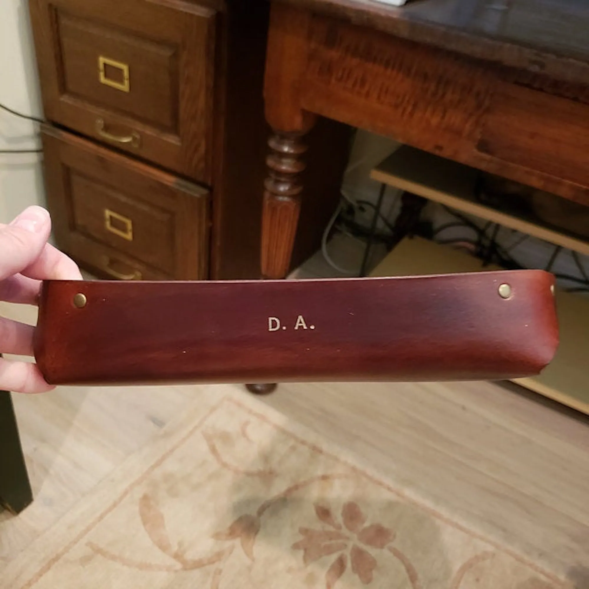 LARGE LEATHER VALET TRAY / OLD