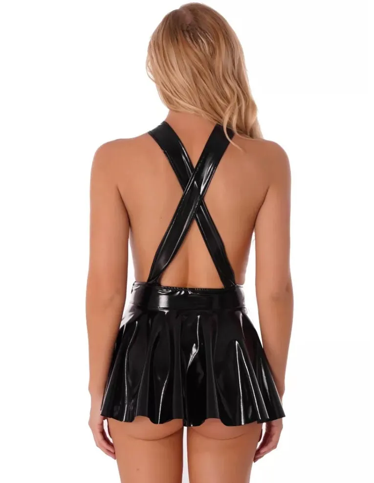 Leather Dress | Womens Leather Dress | Pleated Dress | Sexy Leather Dress