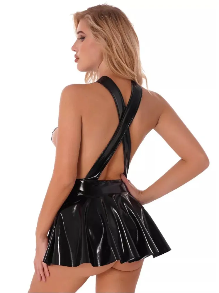 Leather Dress | Womens Leather Dress | Pleated Dress | Sexy Leather Dress