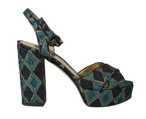 Leather Jacquard Sandals