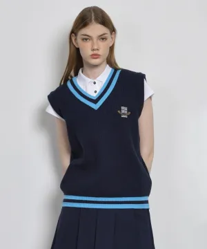 LENUCU Universal Oxford Knit Vest - Navy