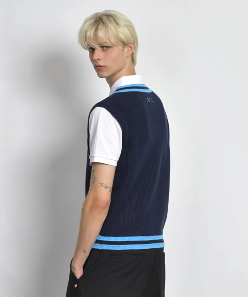 LENUCU Universal Oxford Knit Vest - Navy