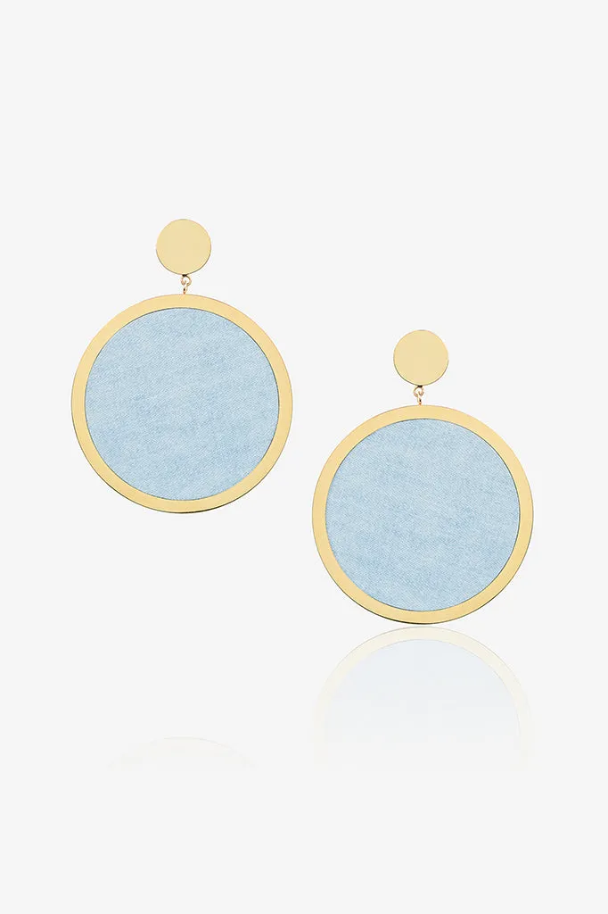 Light Denim Circle Earring