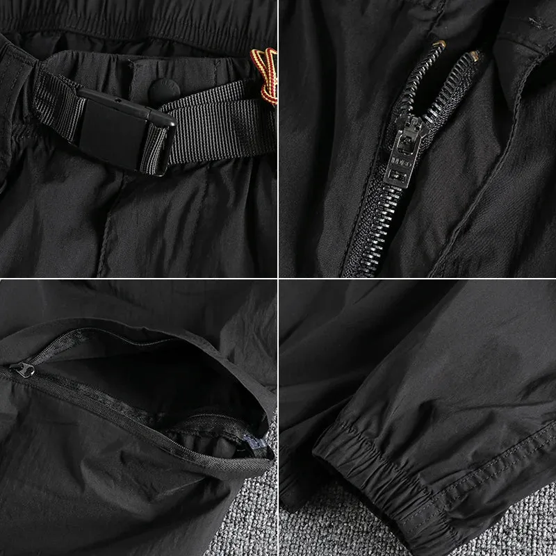 Lightweight Pants - Men's Simple American Sports Casual Ankle-Tied Trousers with Detachable Bottoms