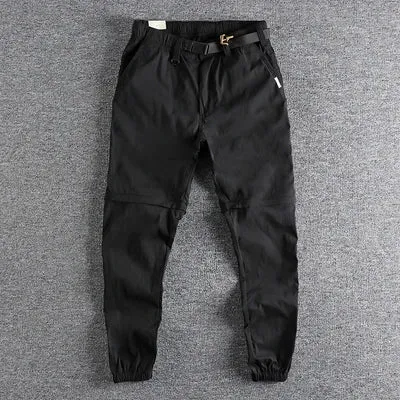 Lightweight Pants - Men's Simple American Sports Casual Ankle-Tied Trousers with Detachable Bottoms