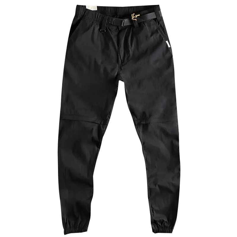 Lightweight Pants - Men's Simple American Sports Casual Ankle-Tied Trousers with Detachable Bottoms