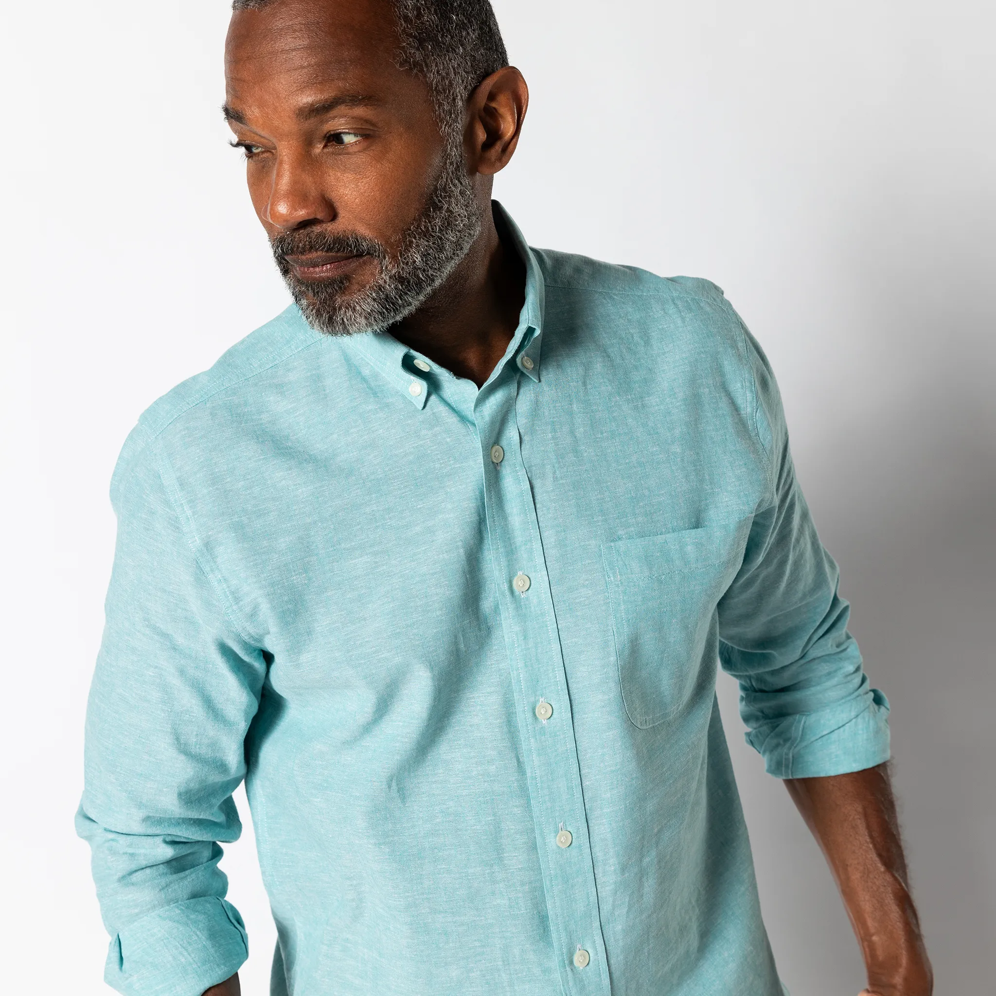 Linen Cotton Oxford Sport Shirt - Wallace Solid