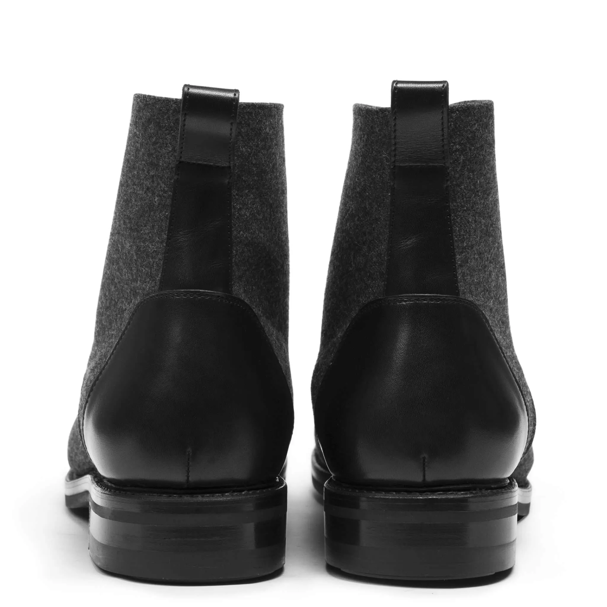 Logan Boot Black Leather and Gray Wool