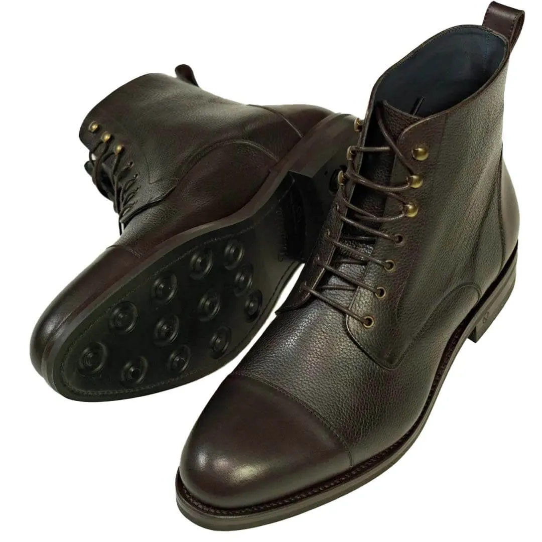 Logan Boot Dark Brown Full Grain and Leather Caps
