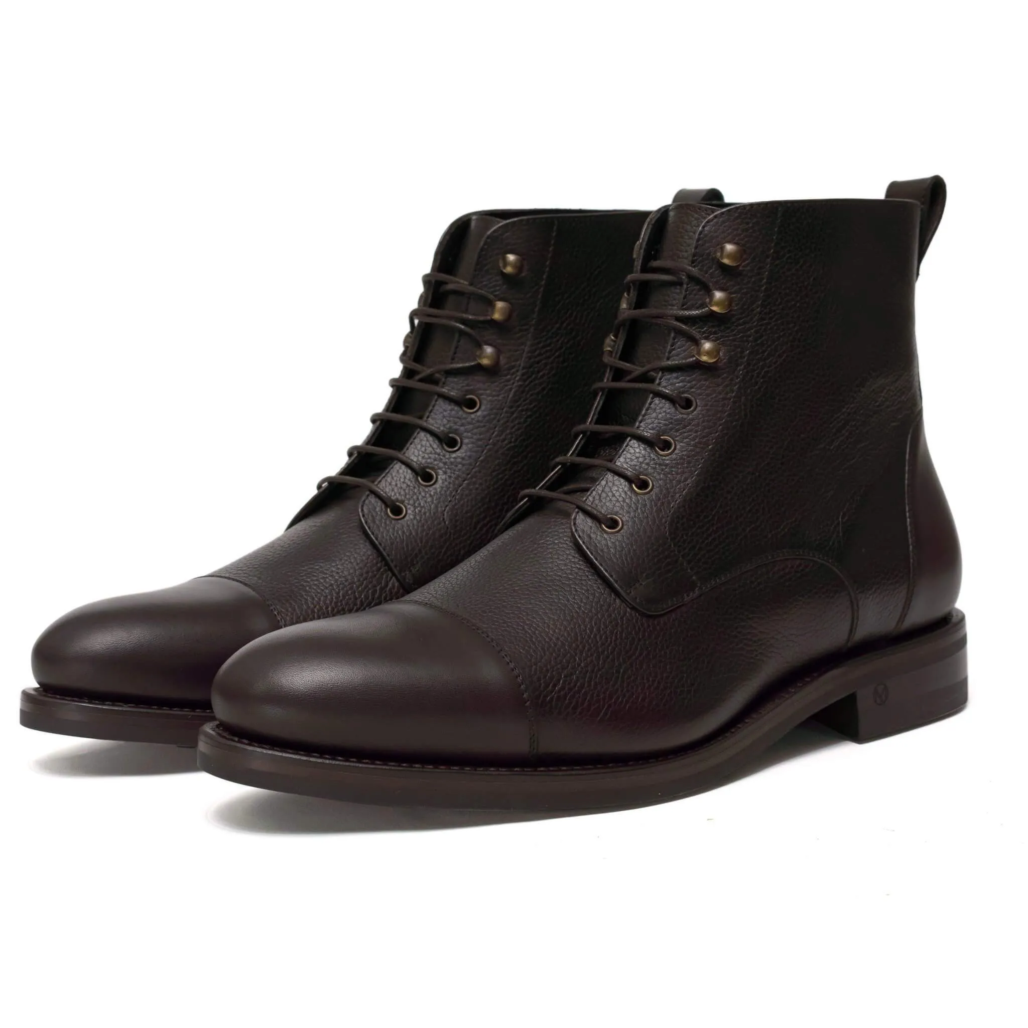 Logan Boot Dark Brown Full Grain and Leather Caps