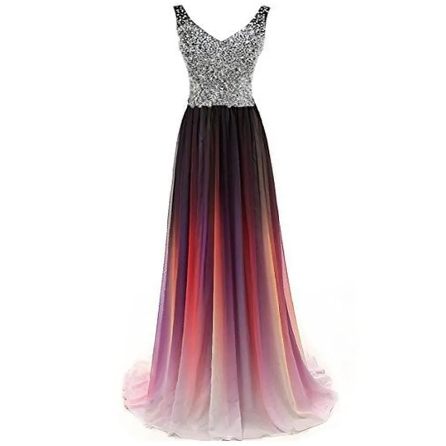 Long Prom Dress Ombre A Line Bridesmaid Dress Prom Gowns
