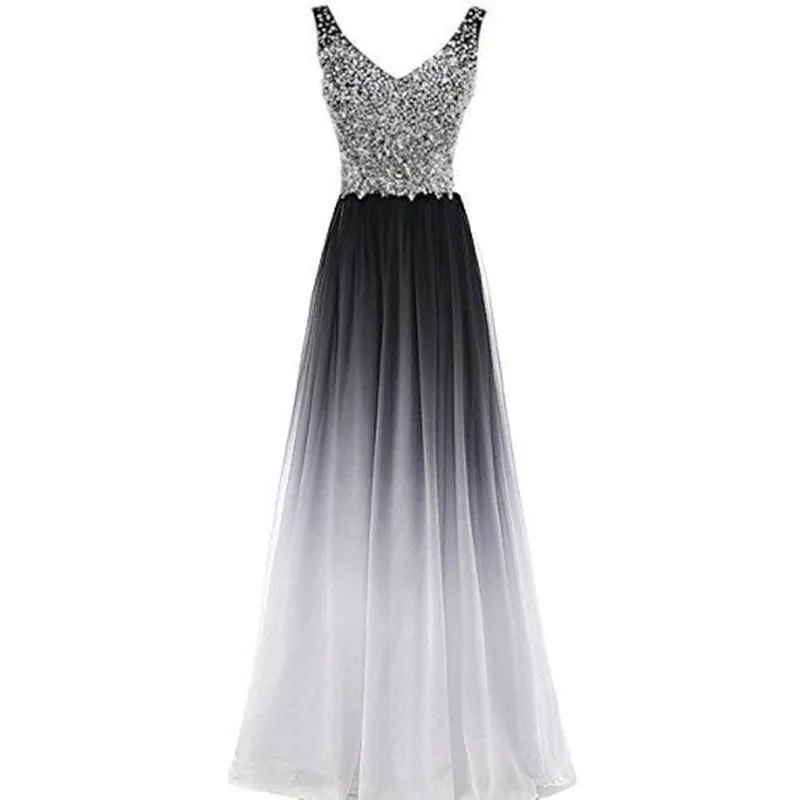 Long Prom Dress Ombre A Line Bridesmaid Dress Prom Gowns