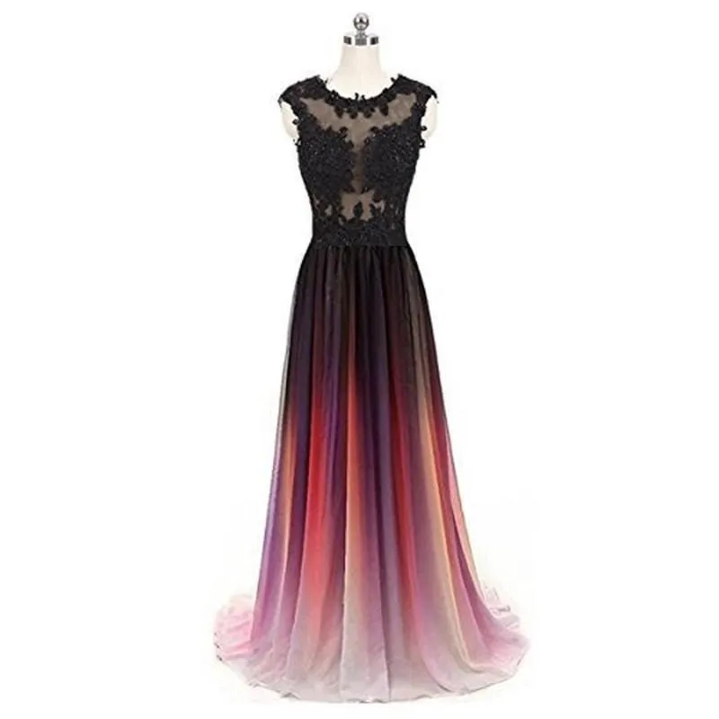 Long Prom Dress Ombre A Line Bridesmaid Dress Prom Gowns