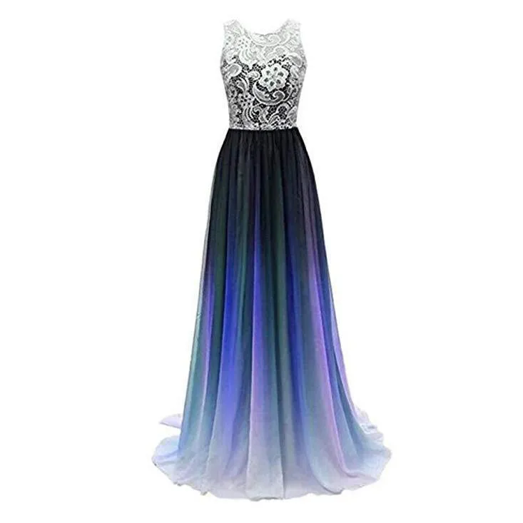 Long Prom Dress Ombre A Line Bridesmaid Dress Prom Gowns
