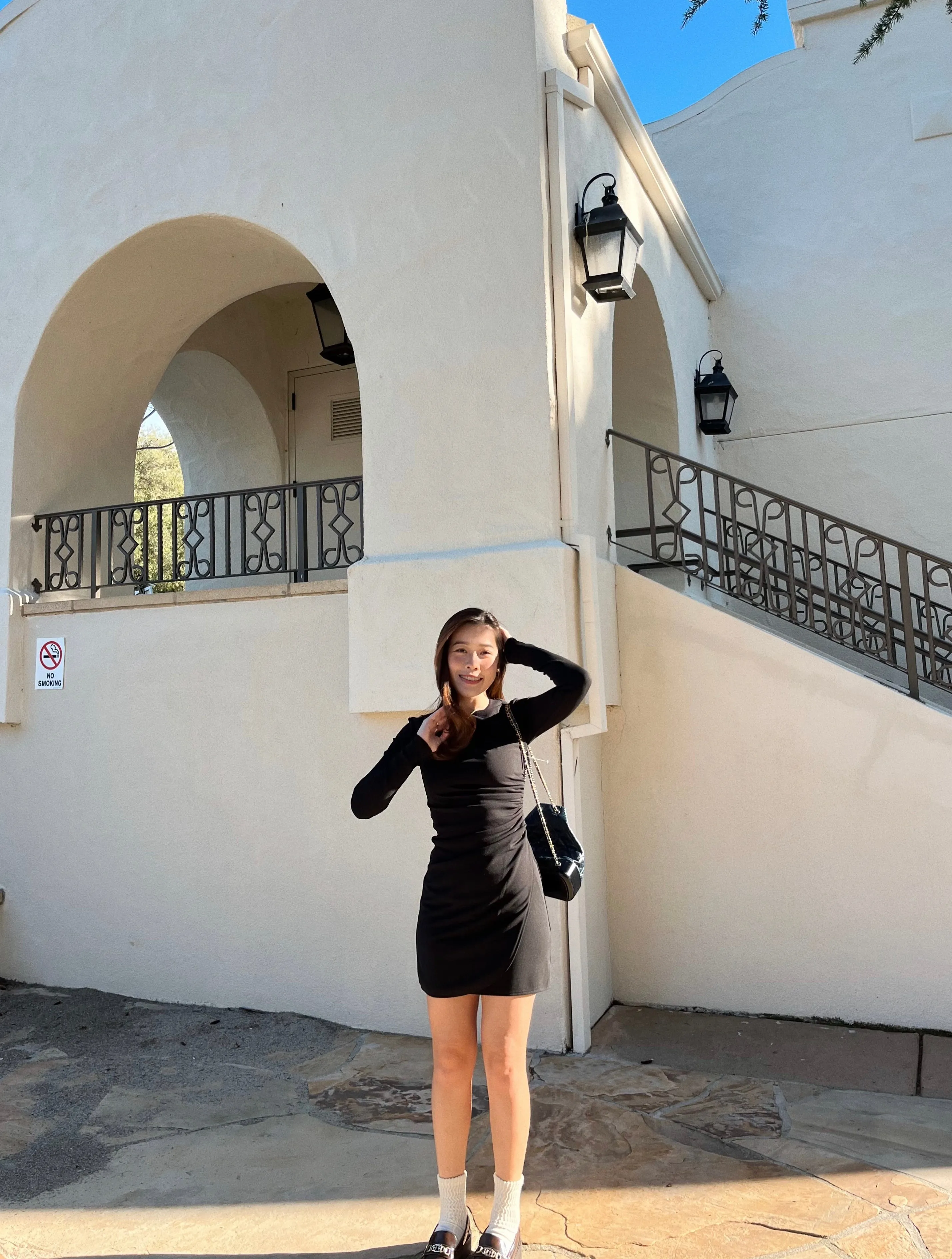 Long-Sleeve Draped Mini Dress