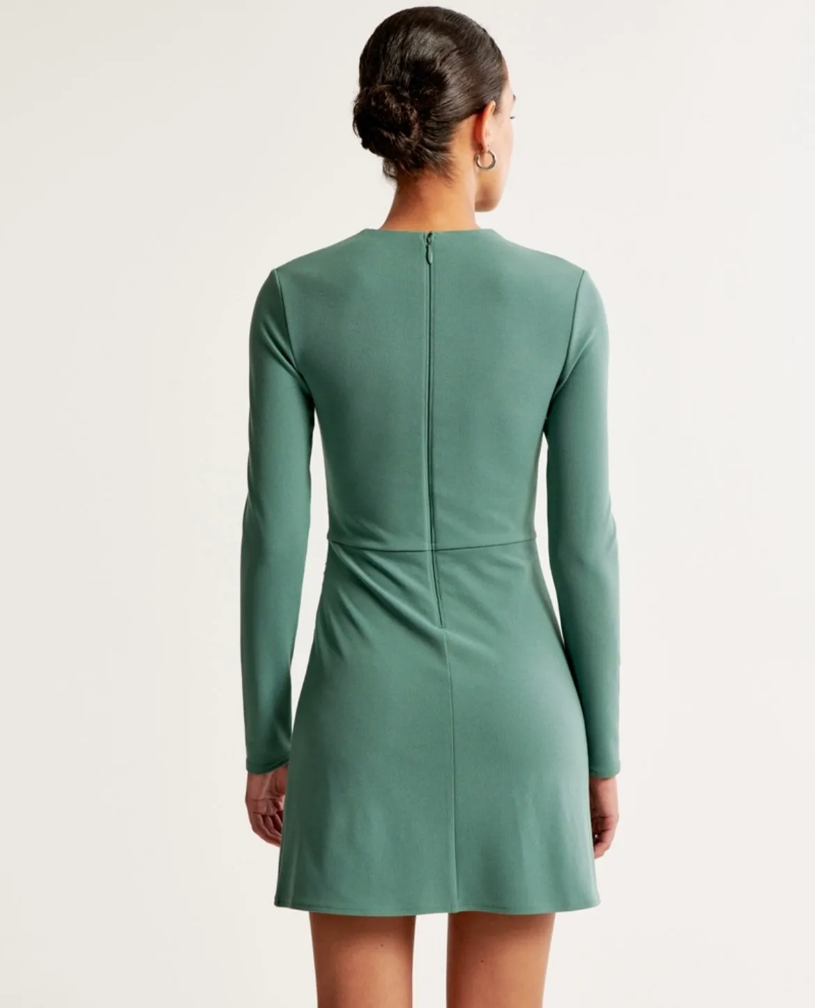 Long-Sleeve Draped Mini Dress