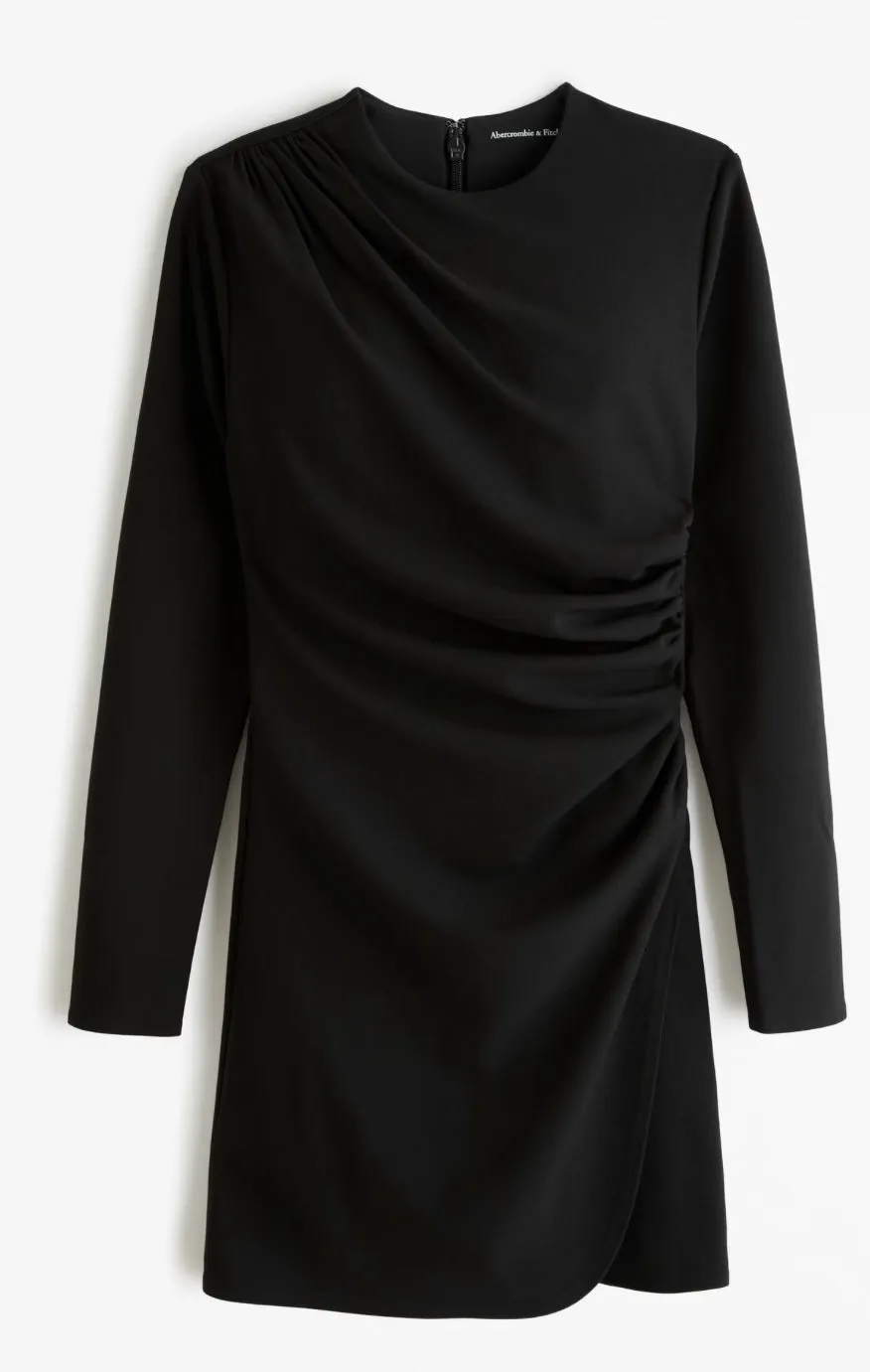 Long-Sleeve Draped Mini Dress