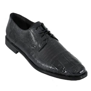Los Altos Black  Lizard Crocodile Cap Toe Shoes