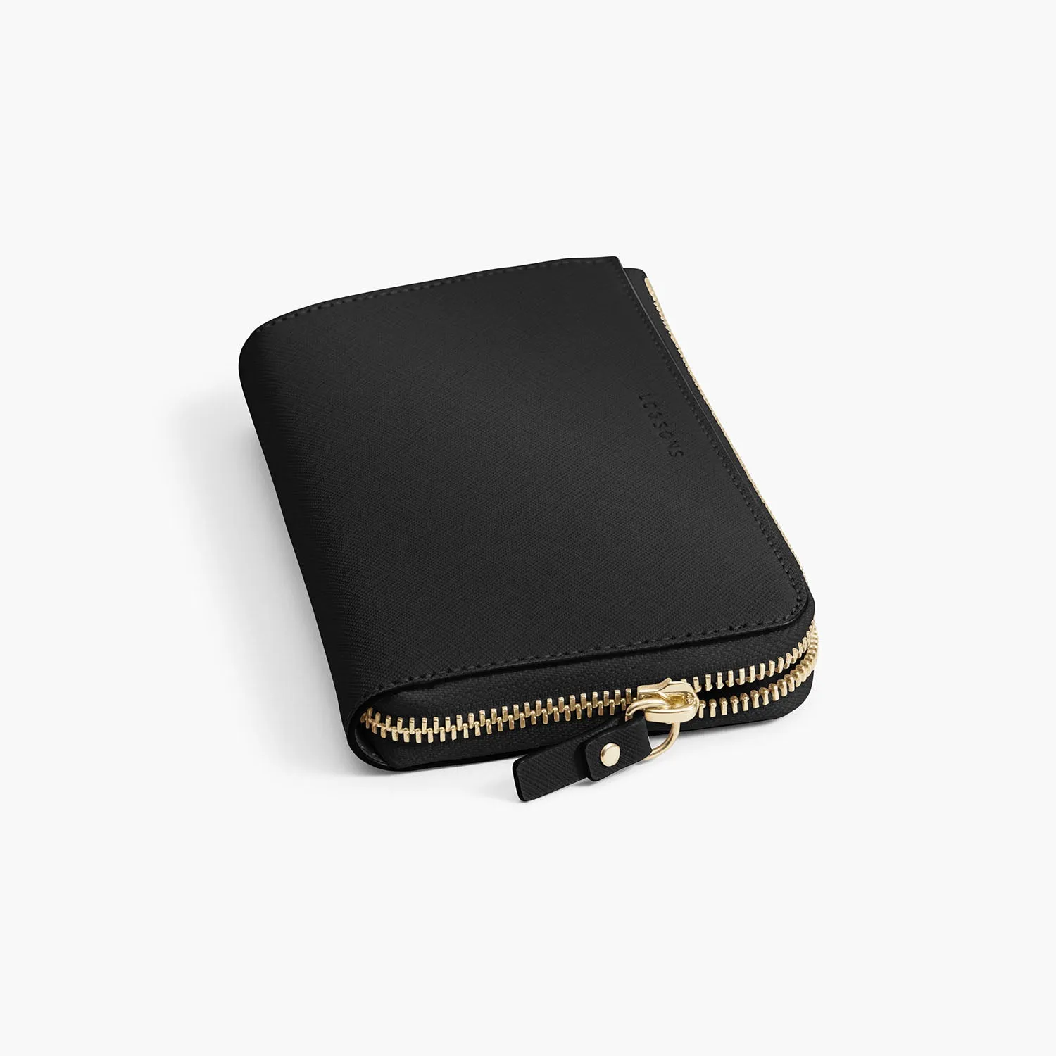 Magnolia Leather Wallet - Saffiano Leather - Black / Gold / Grey