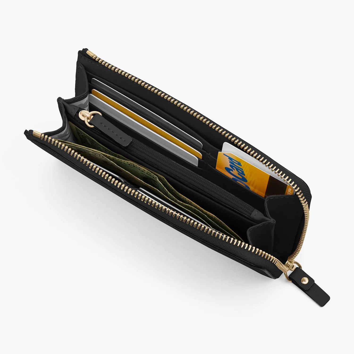 Magnolia Leather Wallet - Saffiano Leather - Black / Gold / Grey